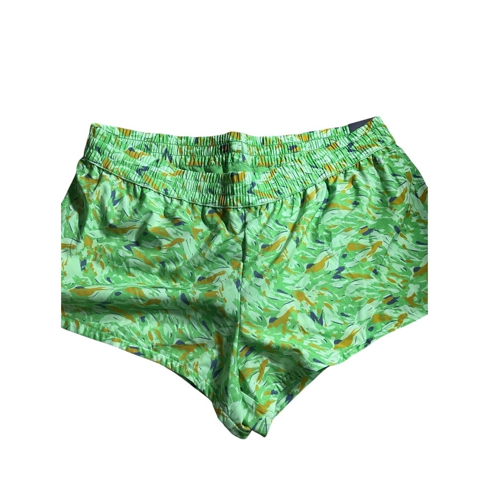 DSG Womens Mid Rise Stride Run Short Green Abstract Print Athletic XL NWT